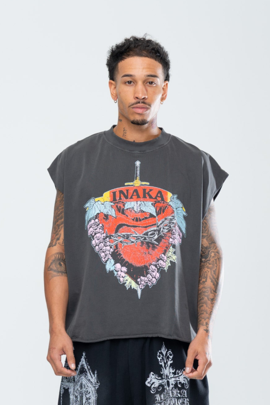 HEARTLESS CUTOFF TEE - VINTAGE BLACK