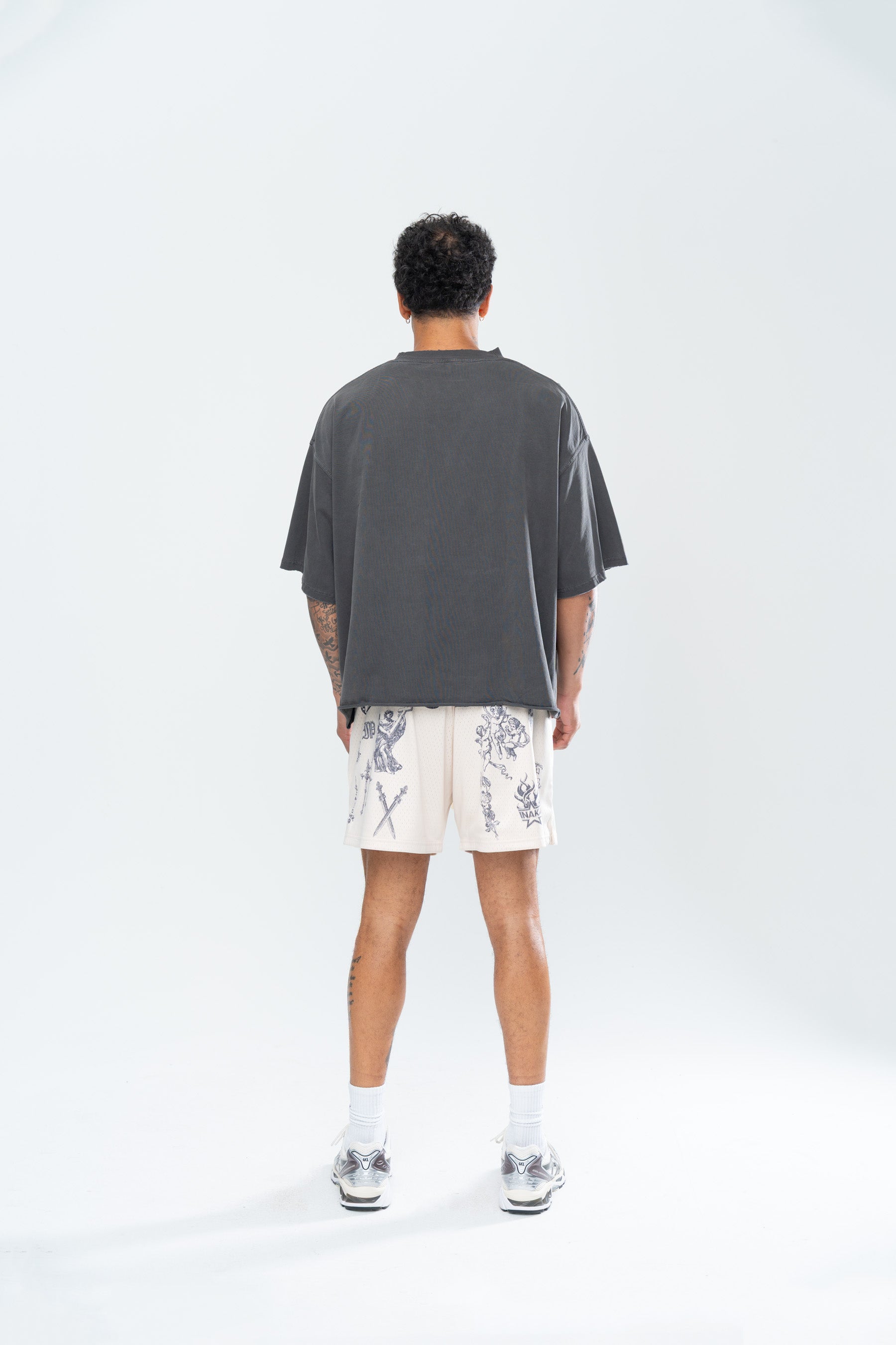 CRUCIFIX MESH SHORTS - CREAM