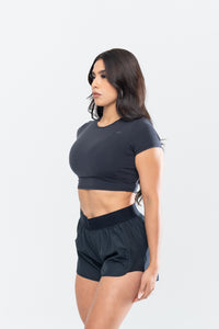 IVY CROPPED TEE - ONYX