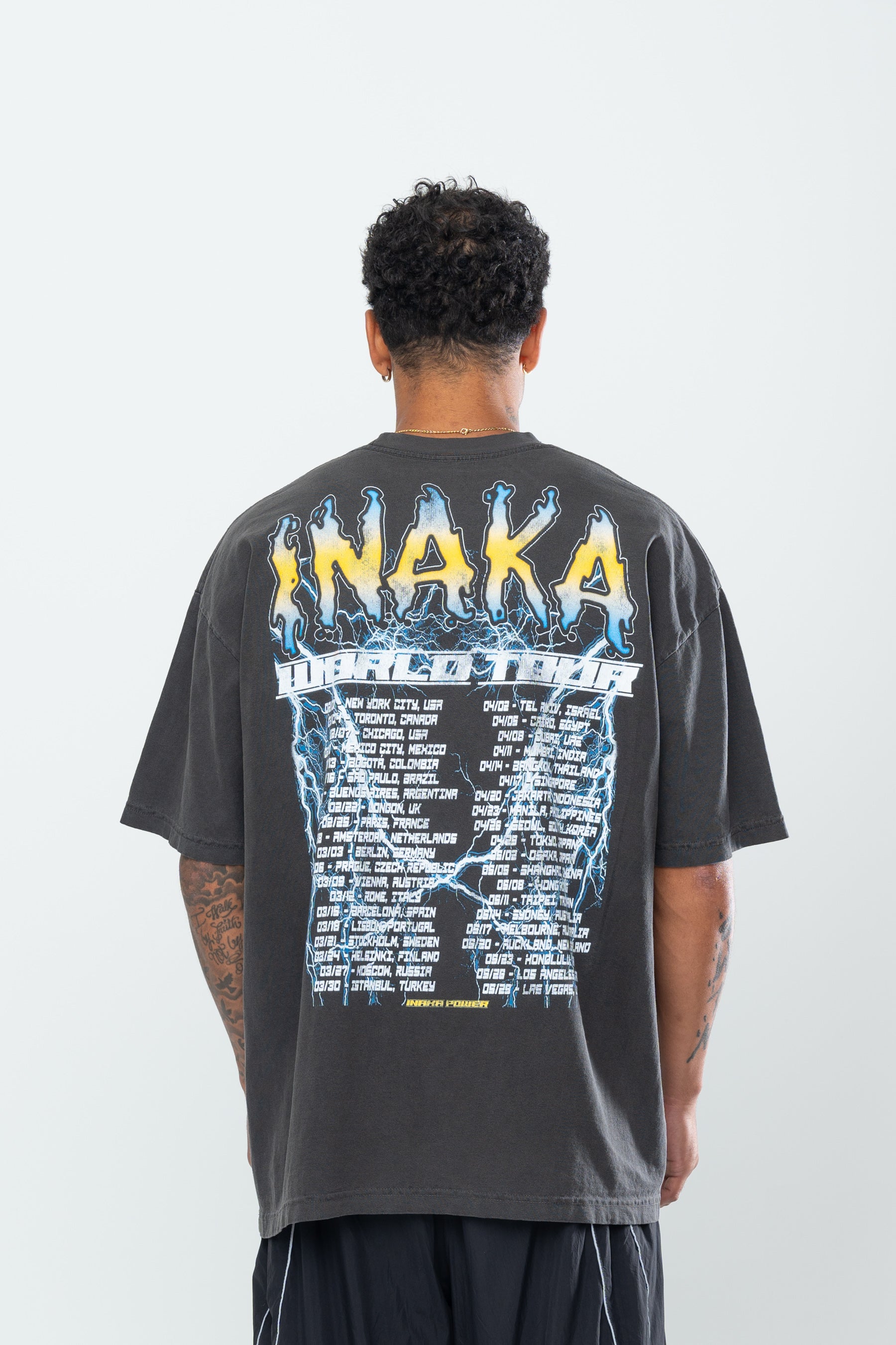 INAKA SKULL CRUSHER TEE - VINTAGE BLACK