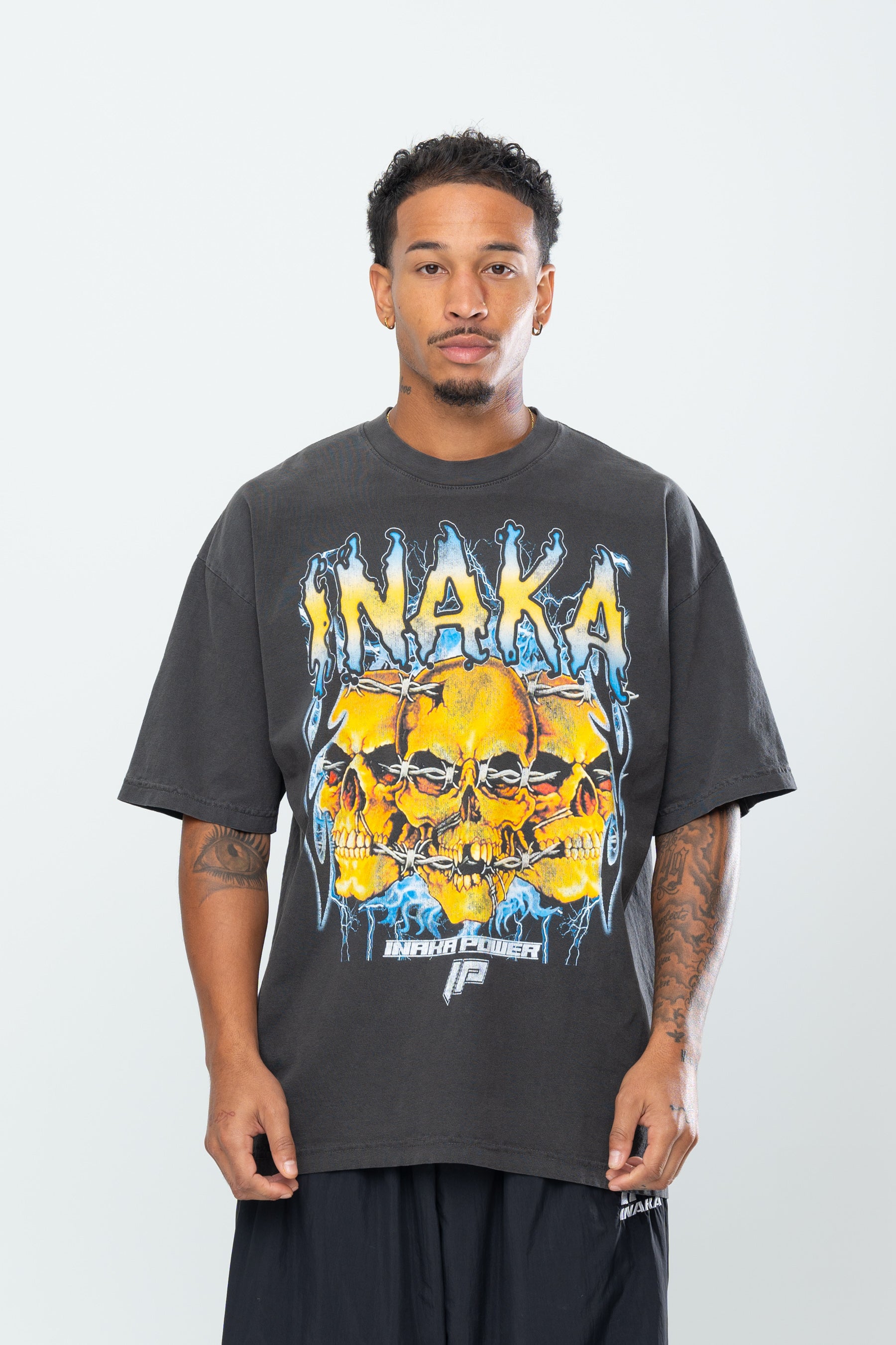 INAKA SKULL CRUSHER TEE - VINTAGE BLACK