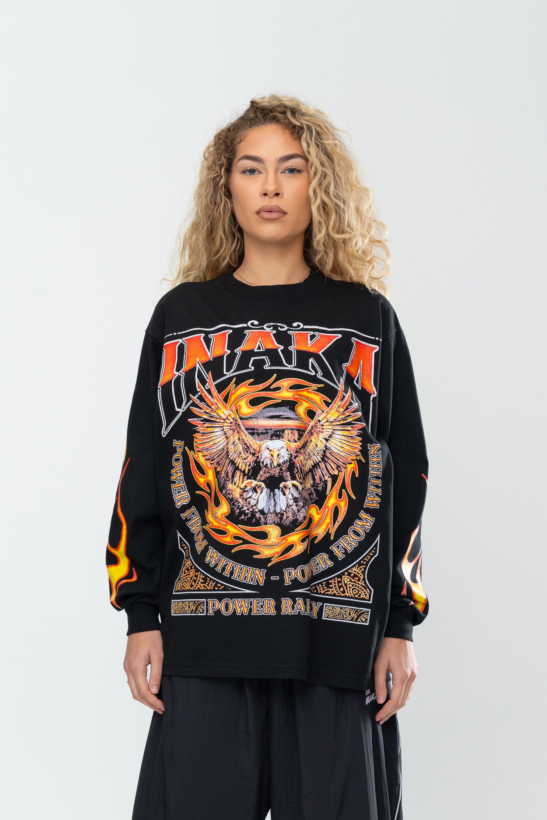 INAKA FLAME EAGLE LONG SLEEVE - BLACK