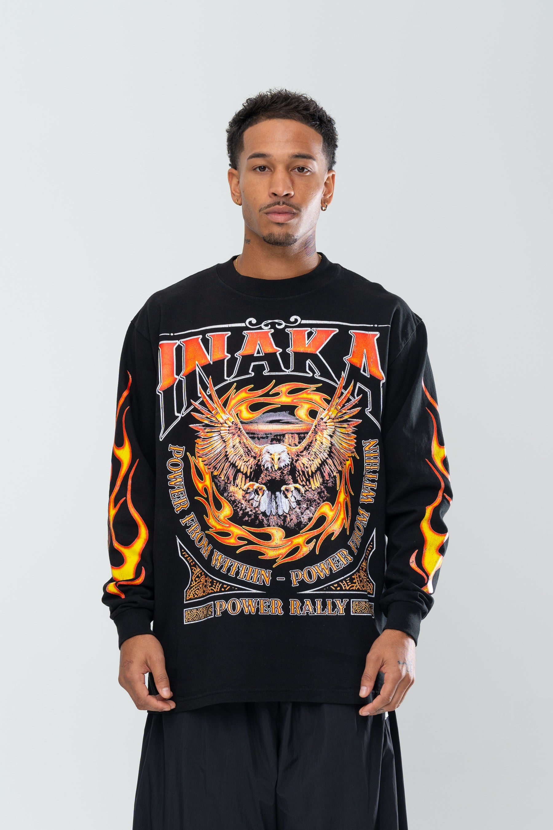 INAKA FLAME EAGLE LONG SLEEVE - BLACK