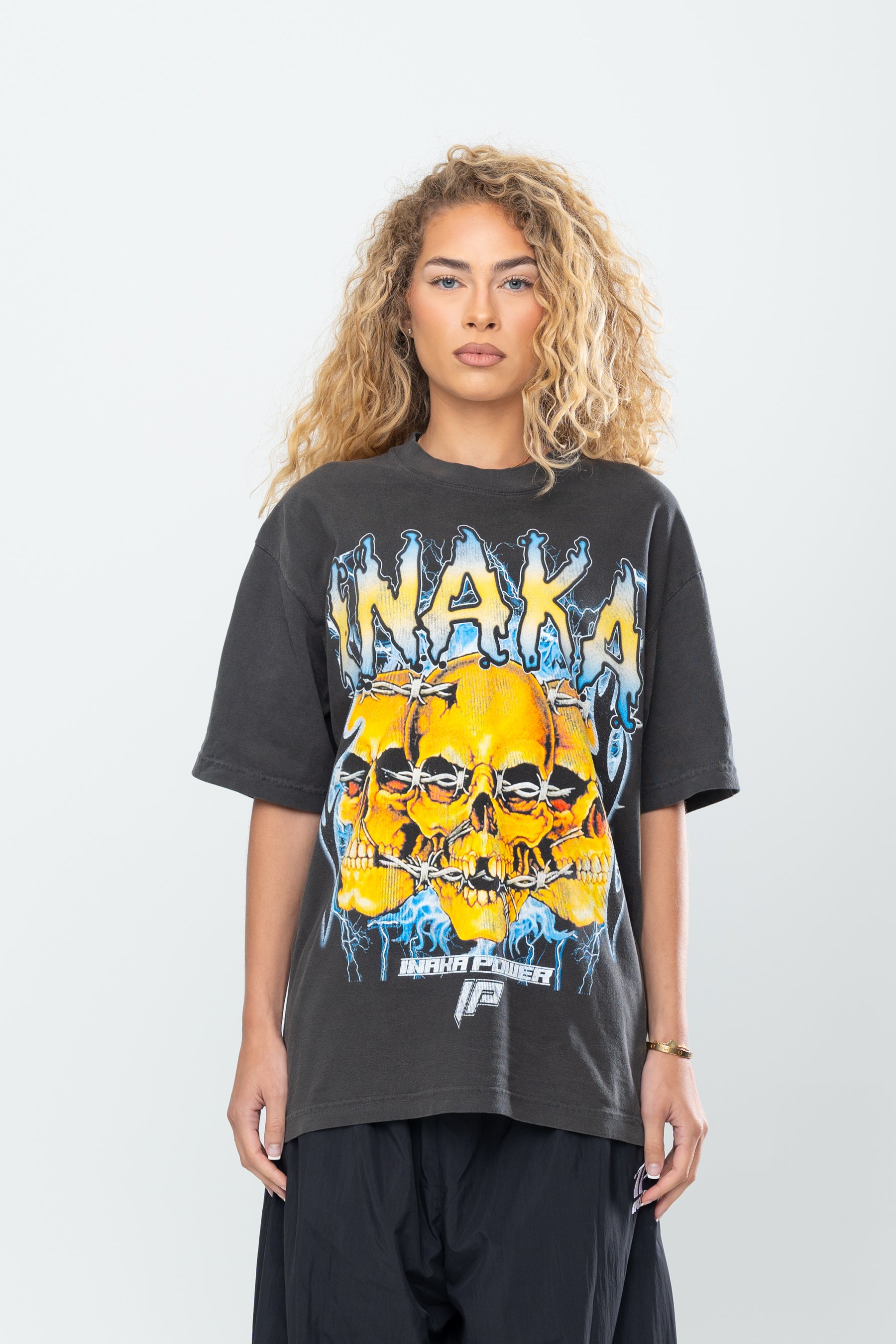 INAKA SKULL CRUSHER TEE - VINTAGE BLACK
