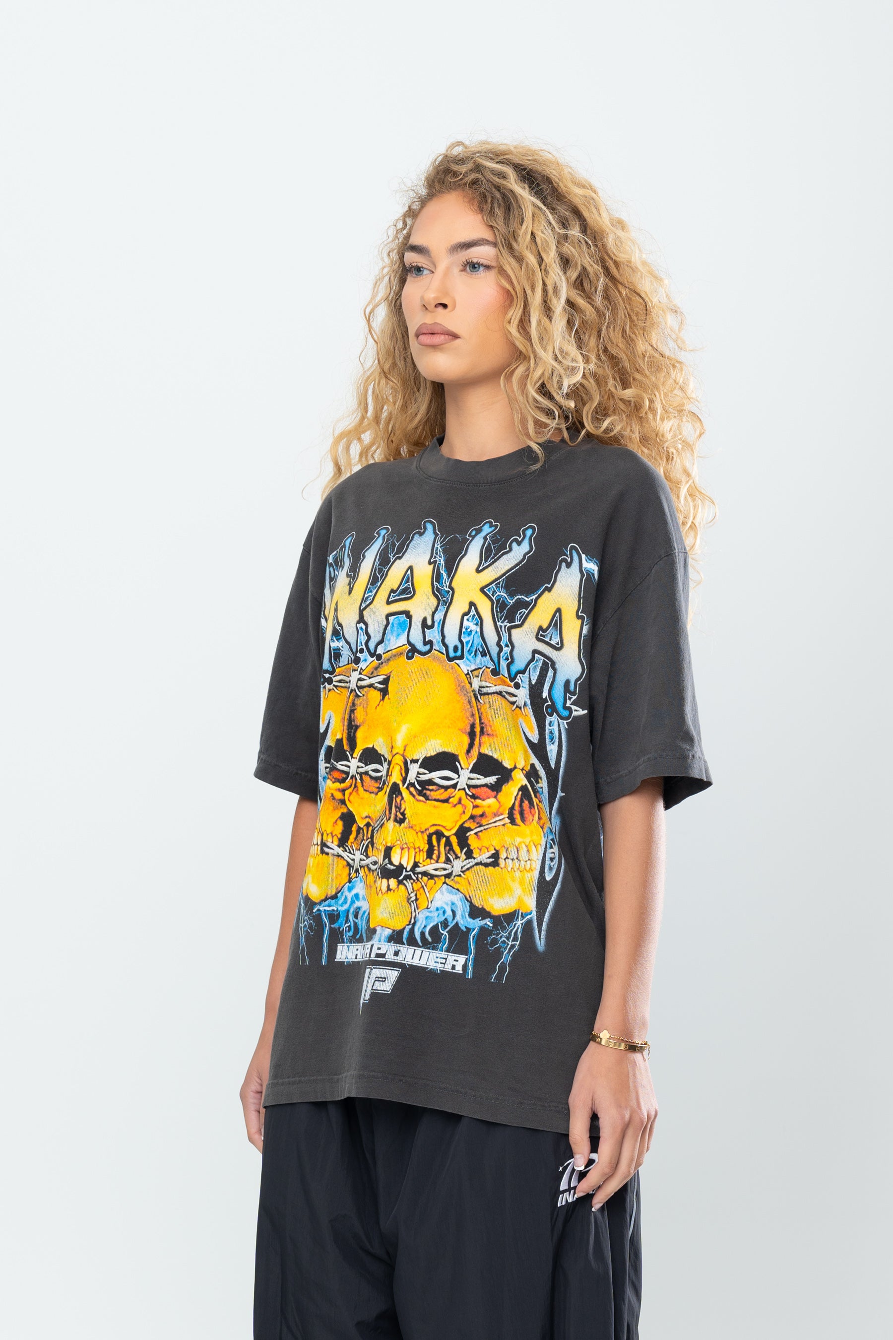 INAKA SKULL CRUSHER TEE - VINTAGE BLACK