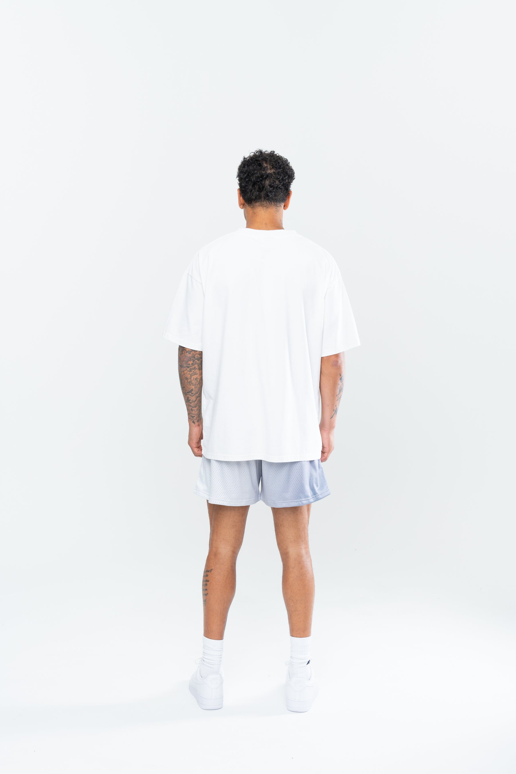 CROSS FLAME MESH SHORTS - CHROME