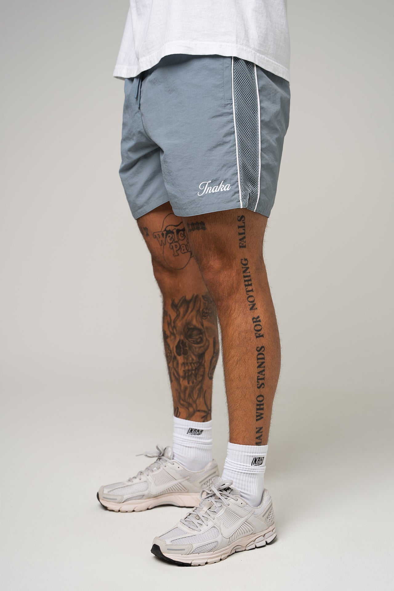 Striped Nylon Shorts - Light Blue