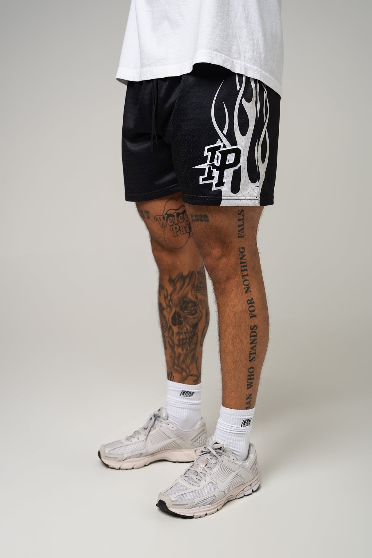 Men's Graphic Mesh Shorts - Flame Grey