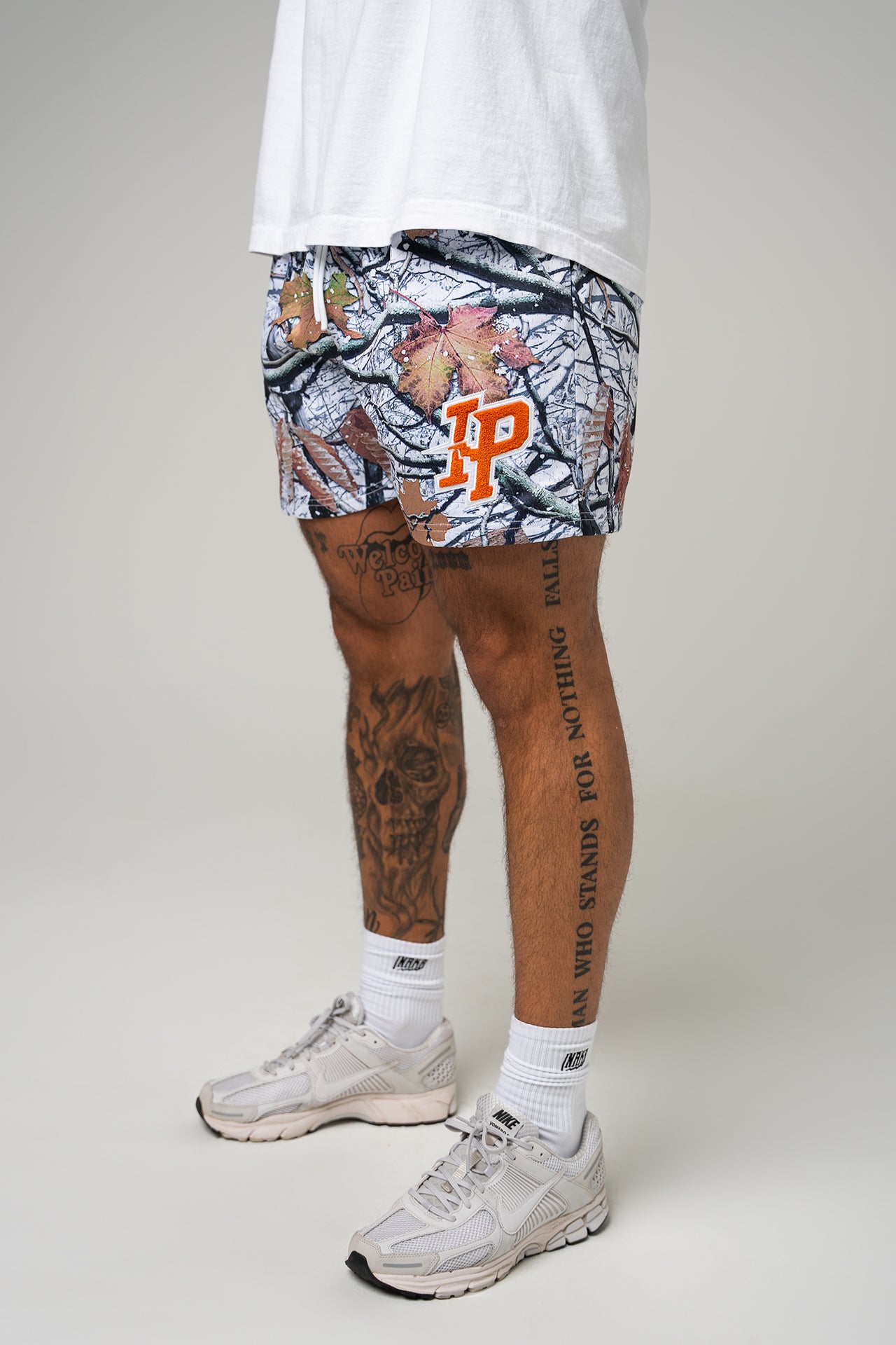 Men's Camo Shorts - Orange Patch