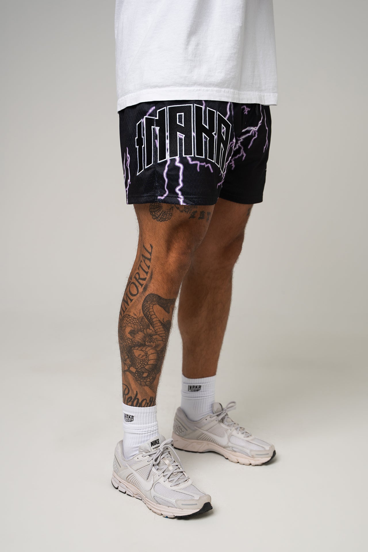 Men's Graphic Mesh Shorts - Purple Lightning