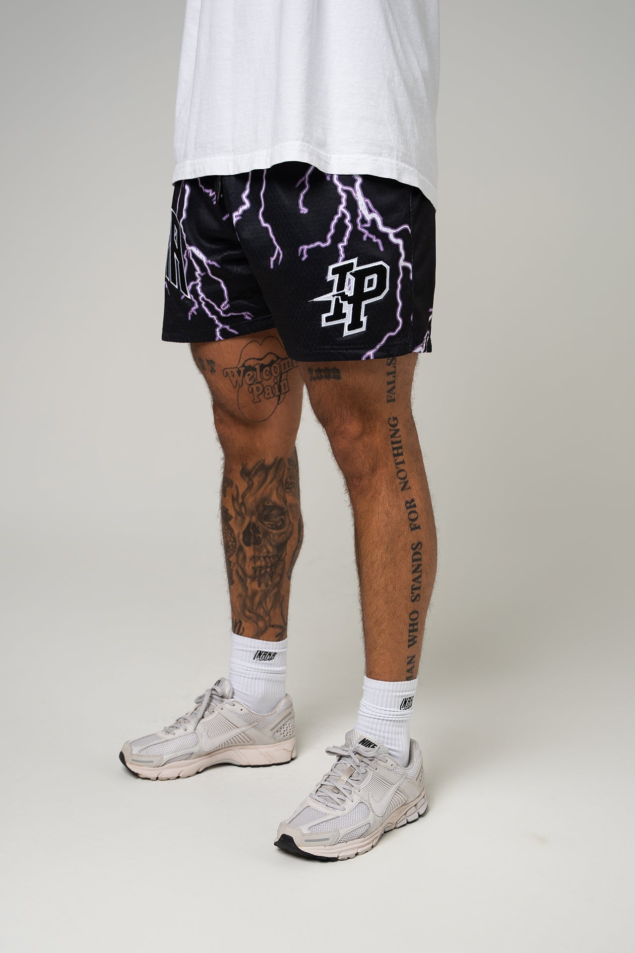 Men's Graphic Mesh Shorts - Purple Lightning