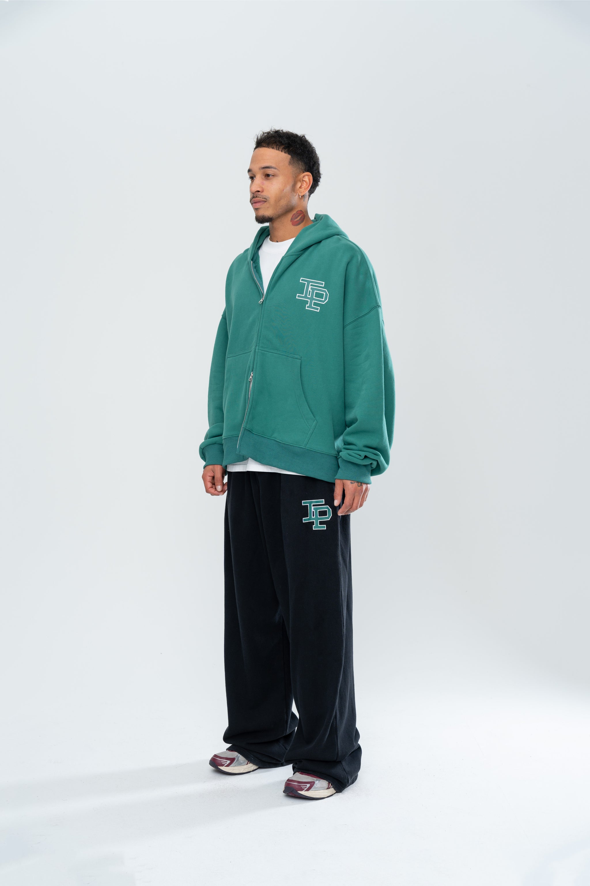 CLASSIC DOUBLE ZIP HOODIE - FOREST GREEN