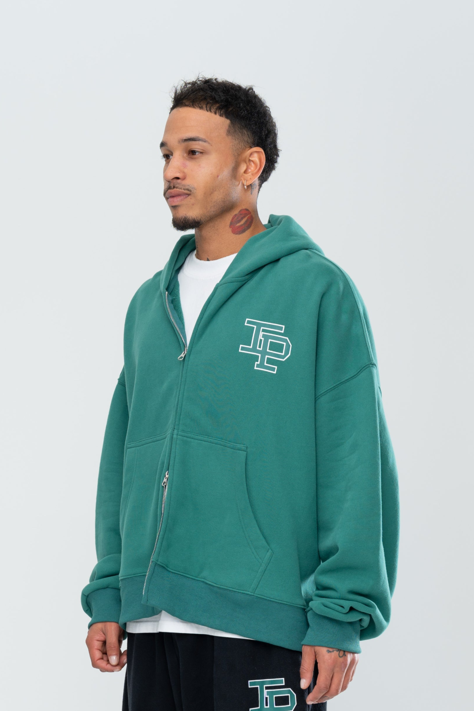 CLASSIC DOUBLE ZIP HOODIE - FOREST GREEN