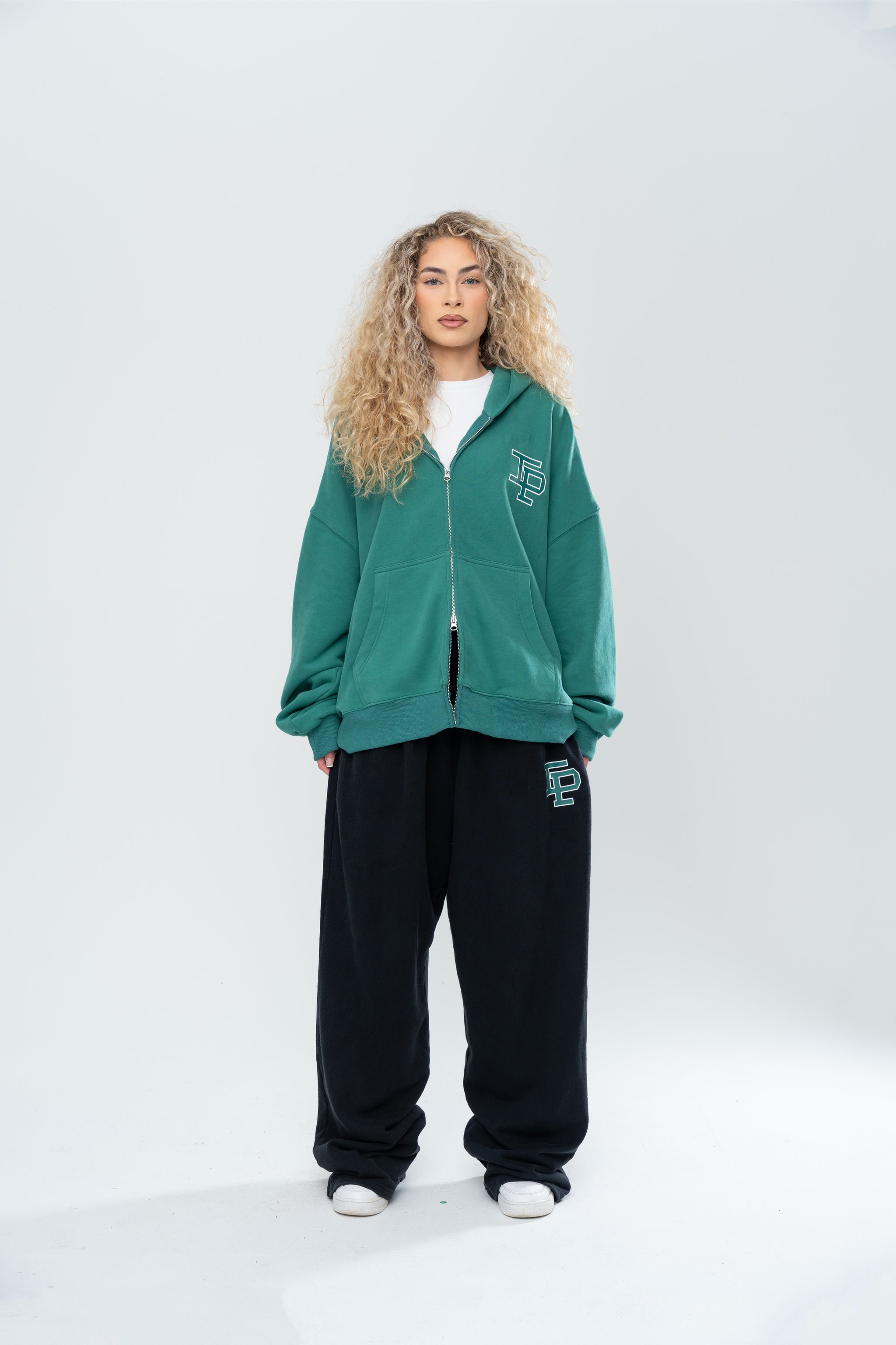 CLASSIC DOUBLE ZIP HOODIE - FOREST GREEN