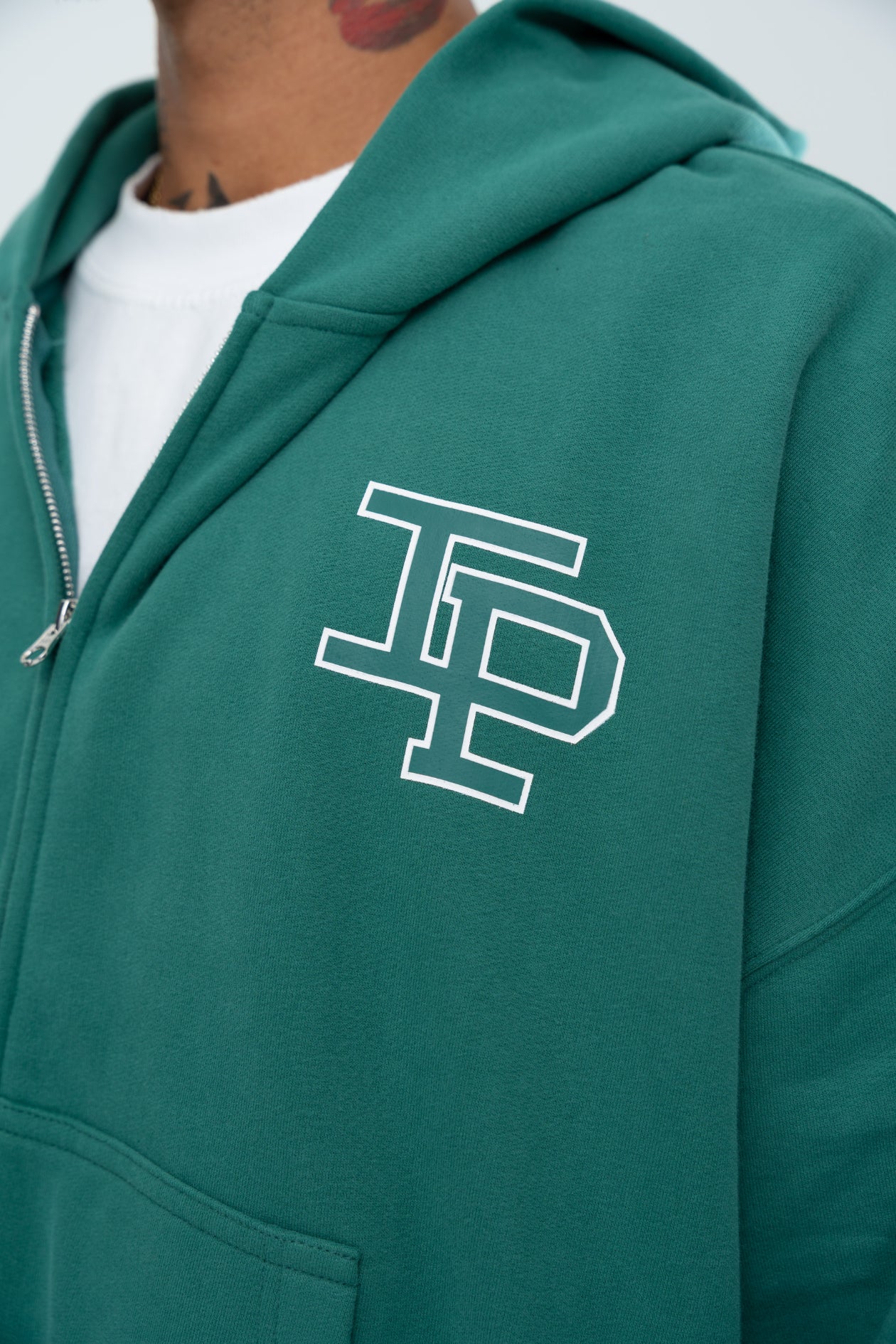 CLASSIC DOUBLE ZIP HOODIE - FOREST GREEN