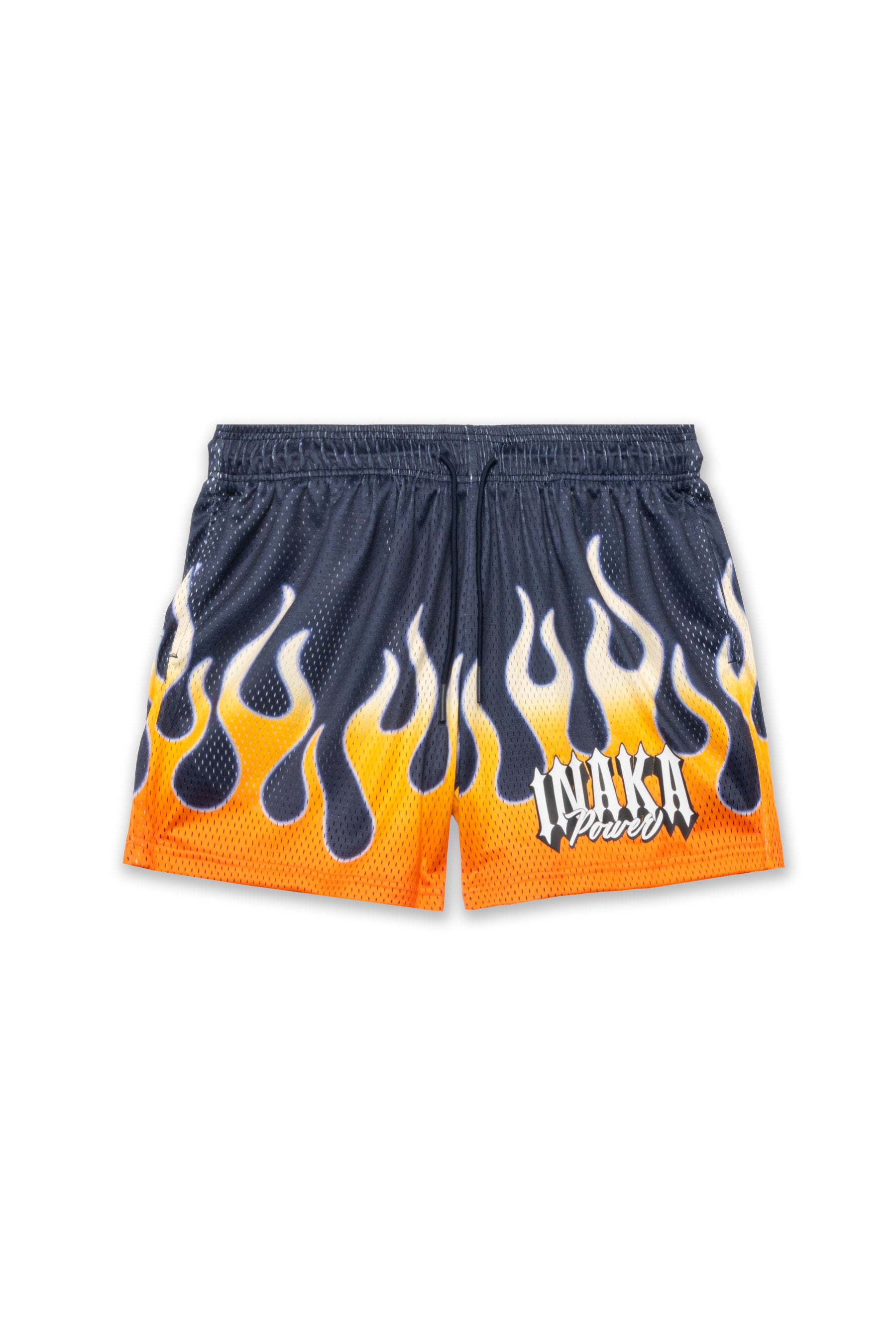 ORANGE FLAME MESH SHORTS - Main Image