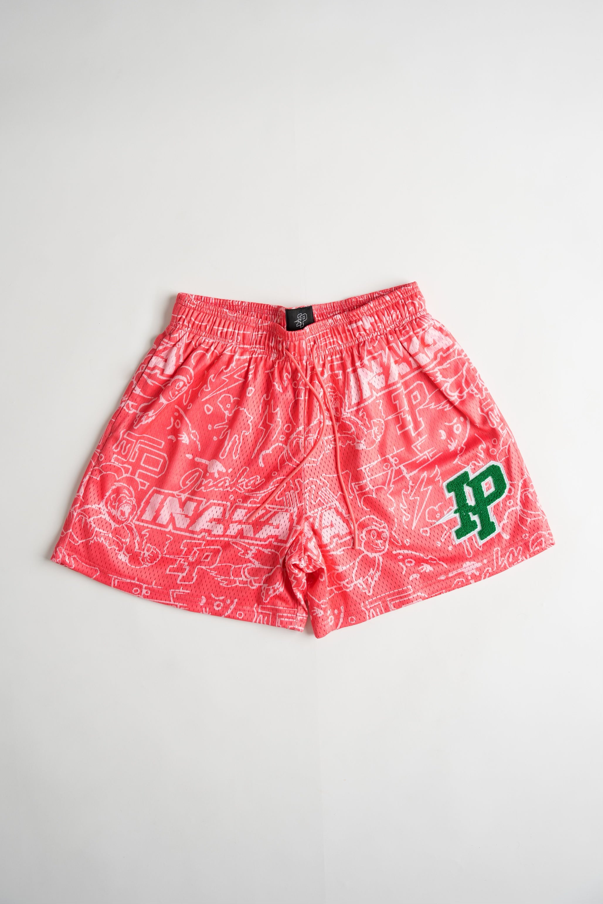 Graphic Mesh Shorts - Strawberry Lemonade