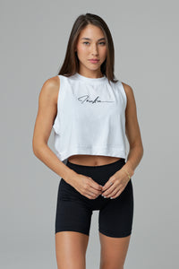 WOMEN'S SIGNATURE CROPPED TANK - IVORY