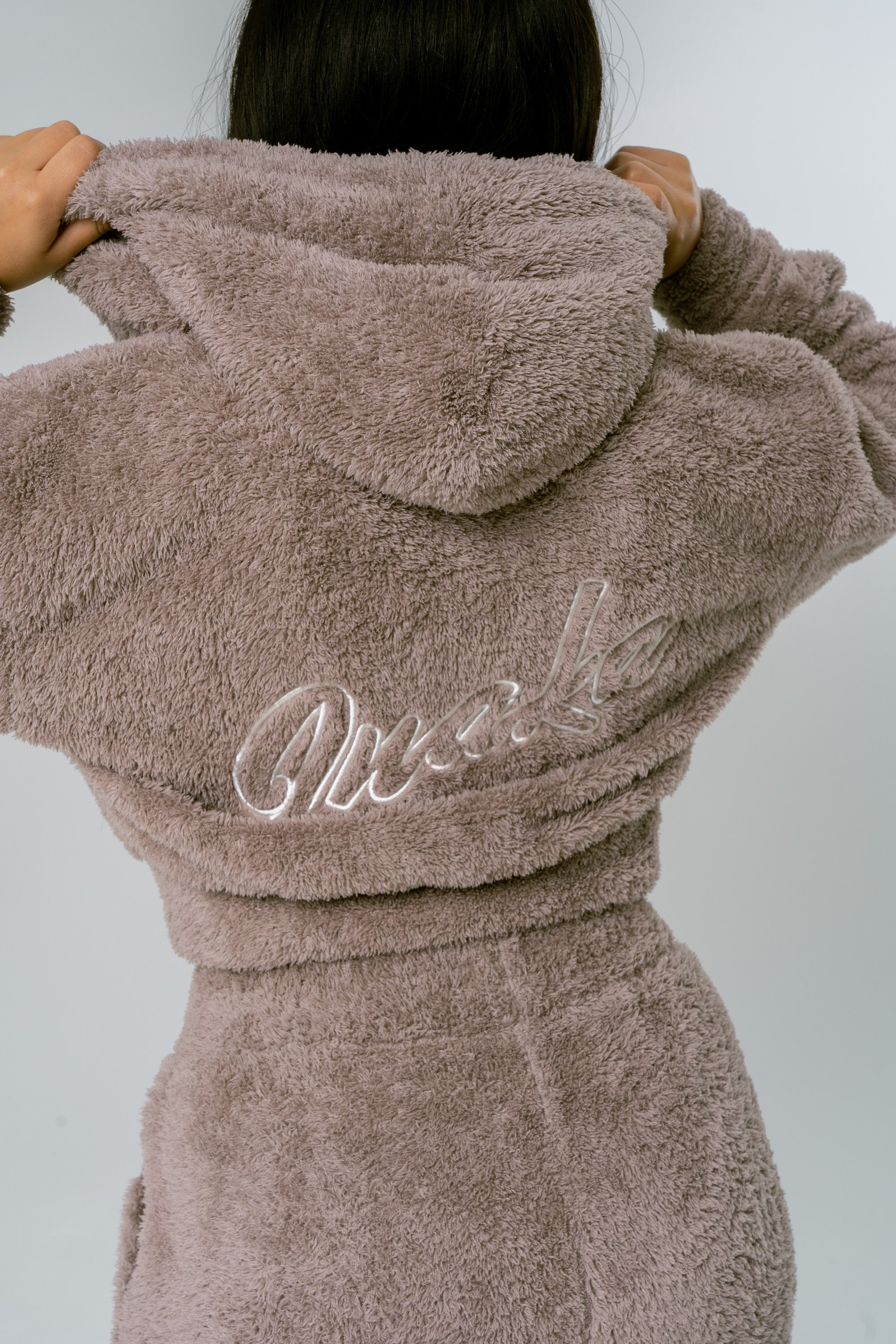 Teddy Fleece Crop Zip - Deep Taupe