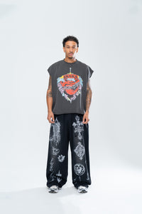 HEARTLESS CUTOFF TEE - VINTAGE BLACK