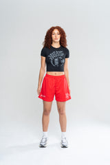 FLORAL GRUNGE BABY TEE - BLACK