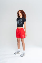 FLORAL GRUNGE BABY TEE - BLACK