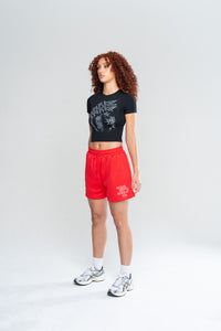 FLORAL GRUNGE BABY TEE - BLACK