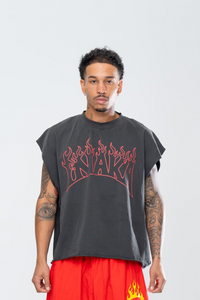 BURNOUT CUTOFF TEE - VINTAGE BLACK