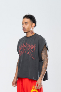 BURNOUT CUTOFF TEE - VINTAGE BLACK