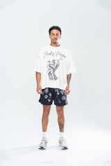 CRUCIFIX MESH SHORTS - BLACK