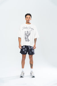 CRUCIFIX MESH SHORTS - BLACK