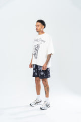 CRUCIFIX MESH SHORTS - BLACK