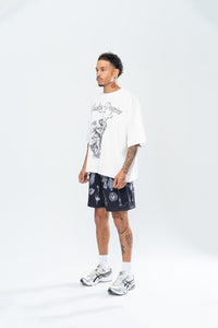 CRUCIFIX MESH SHORTS - BLACK