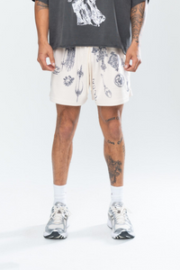 CRUCIFIX MESH SHORTS - CREAM