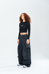 INAKA BAGGY CARGO PANTS - VINTAGE BLACK