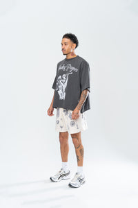 CRUCIFIX MESH SHORTS - CREAM