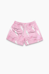 WOMEN’S GRAPHIC MESH SHORTS - SCATTER BOLT PINK