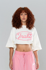 STARLIGHT CROPPED TEE - CREAM/PINK