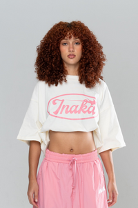 STARLIGHT CROPPED TEE - CREAM/PINK