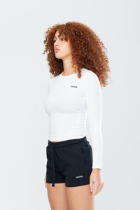 BASICS RIBBED LS - WHITE