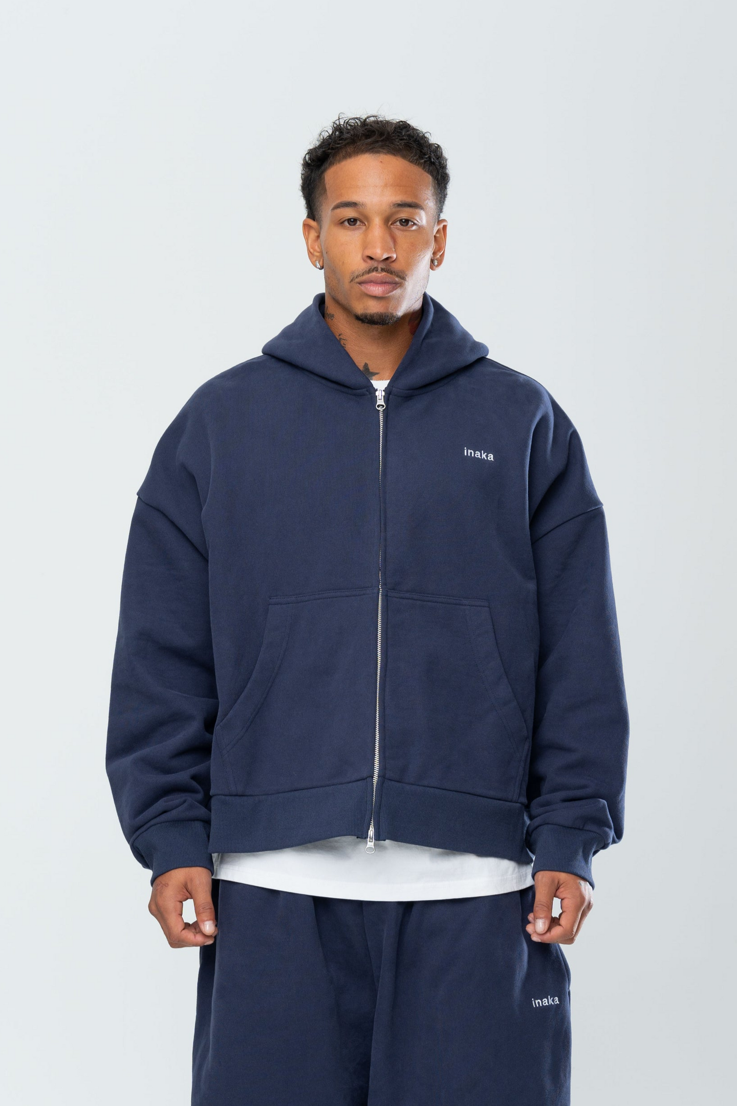 BASICS DOUBLE ZIP HOODIE - MIDNIGHT NAVY