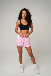 WOMEN’S GRAPHIC MESH SHORTS - SCATTER BOLT PINK