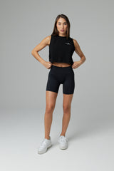 WOMEN'S SCRIPT CROPPED TANK - BLACK