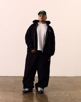 BASICS CROPPED DOUBLE ZIP HOODIE - BLACK