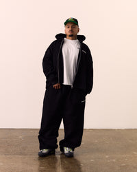 BASICS 2.0 CROPPED DOUBLE ZIP HOODIE - BLACK