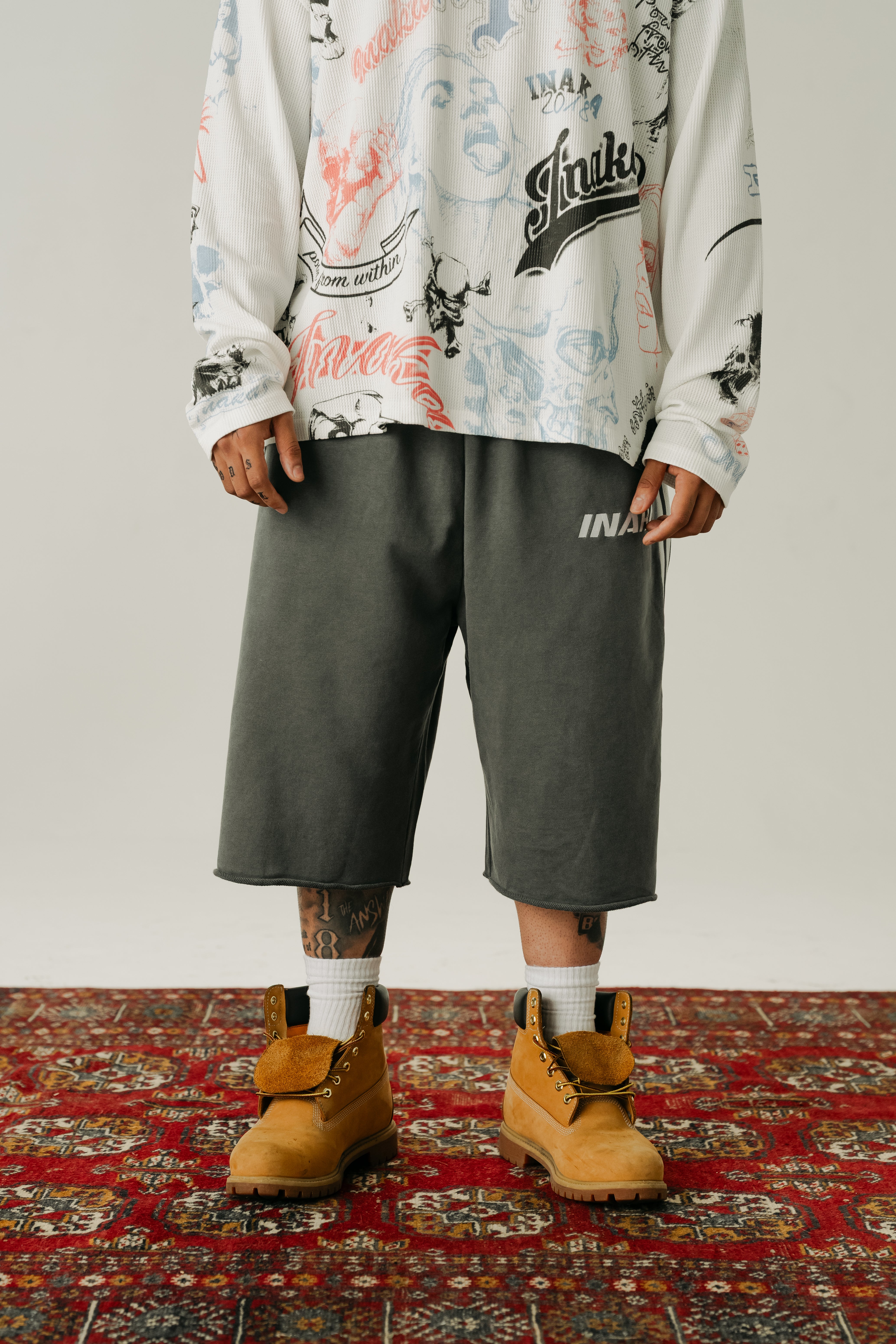 BAGGY SWEAT JORTS - GRAY – Inaka Power