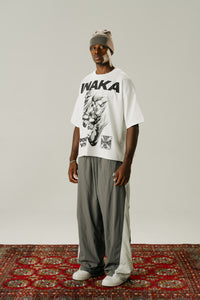 BAGGY TRACKPANTS - GRAY : WHITE