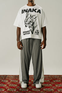 BAGGY TRACKPANTS - GRAY : WHITE