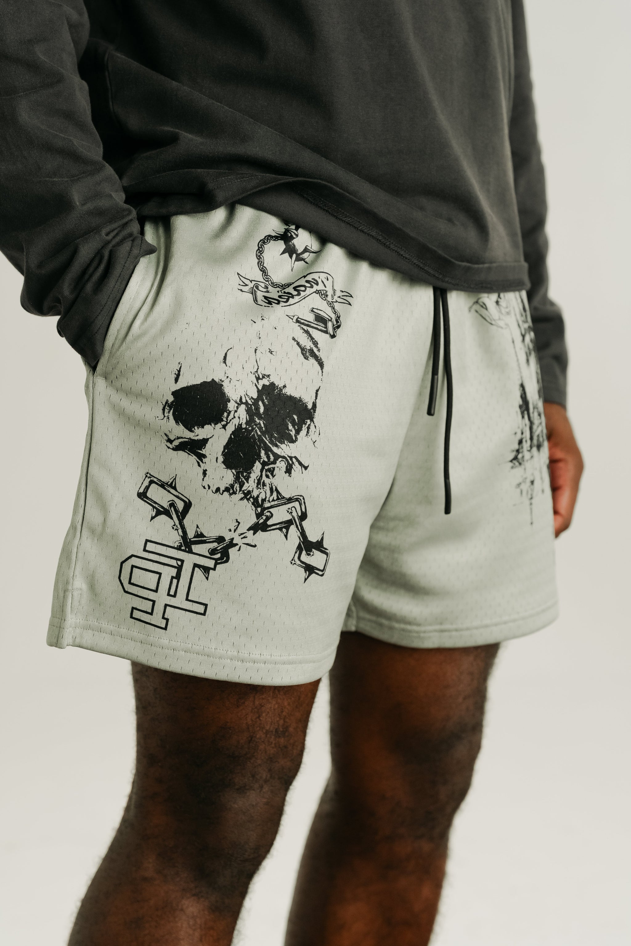 GHOST SKULL MESH SHORTS