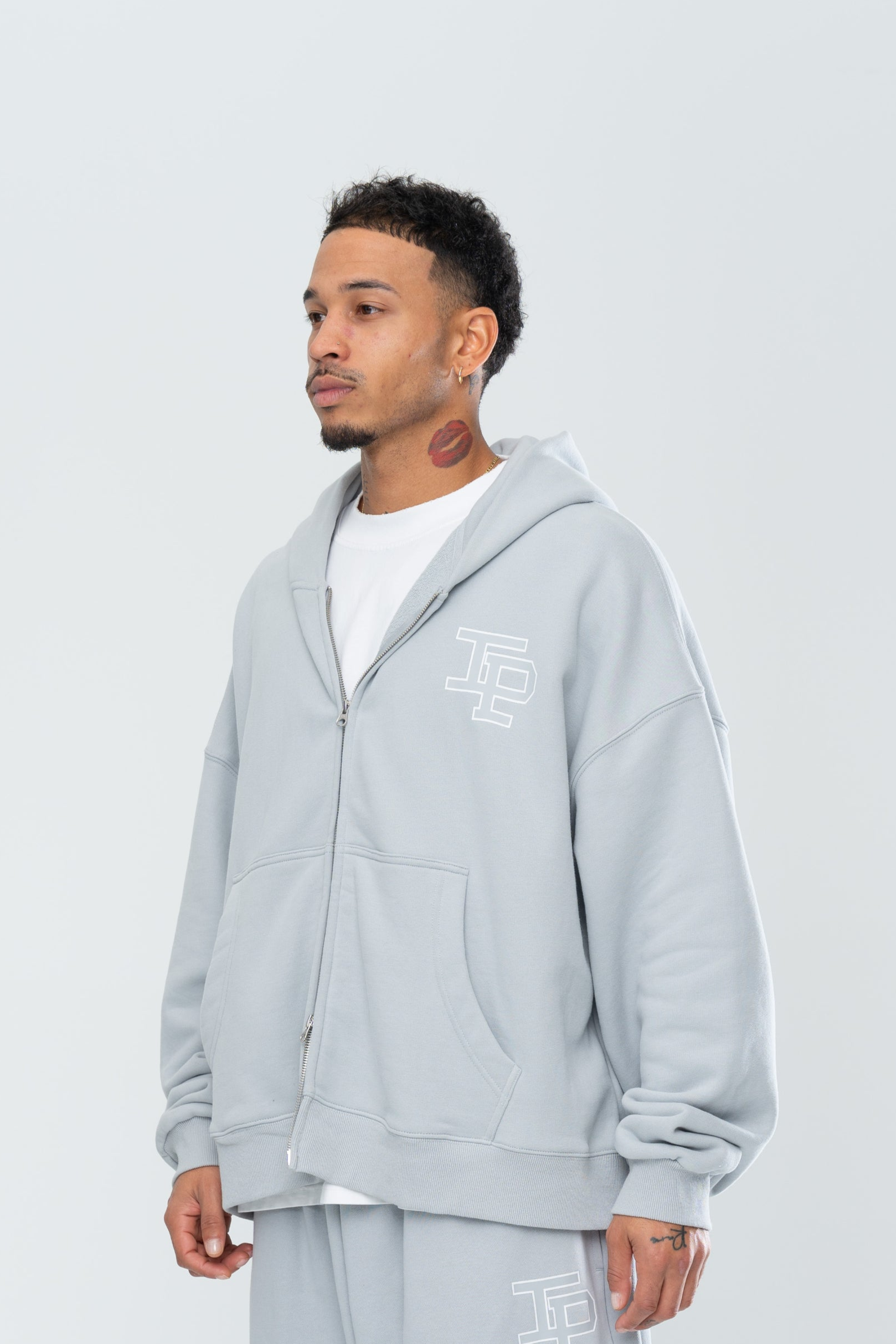 CLASSIC DOUBLE ZIP HOODIE - GREY